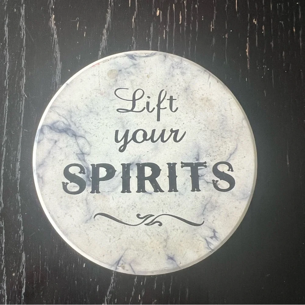 Marble Coaster with Inspirational Quote “Lift Your Spirits”